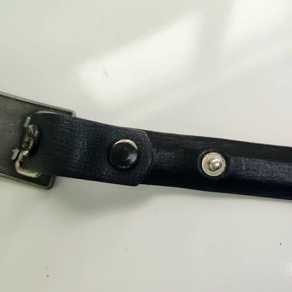Vintage 1990s Usairways Leather Uniform Belt With Logo Buckle Size L